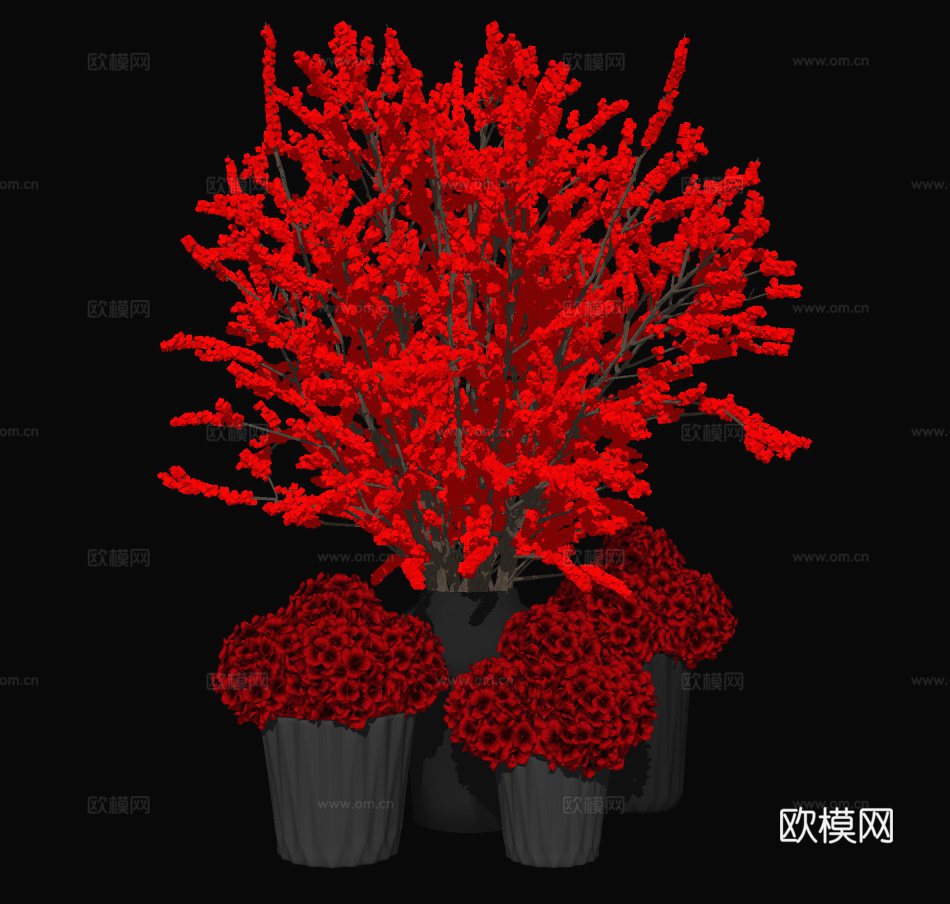现代花瓶插花花艺su模型下载