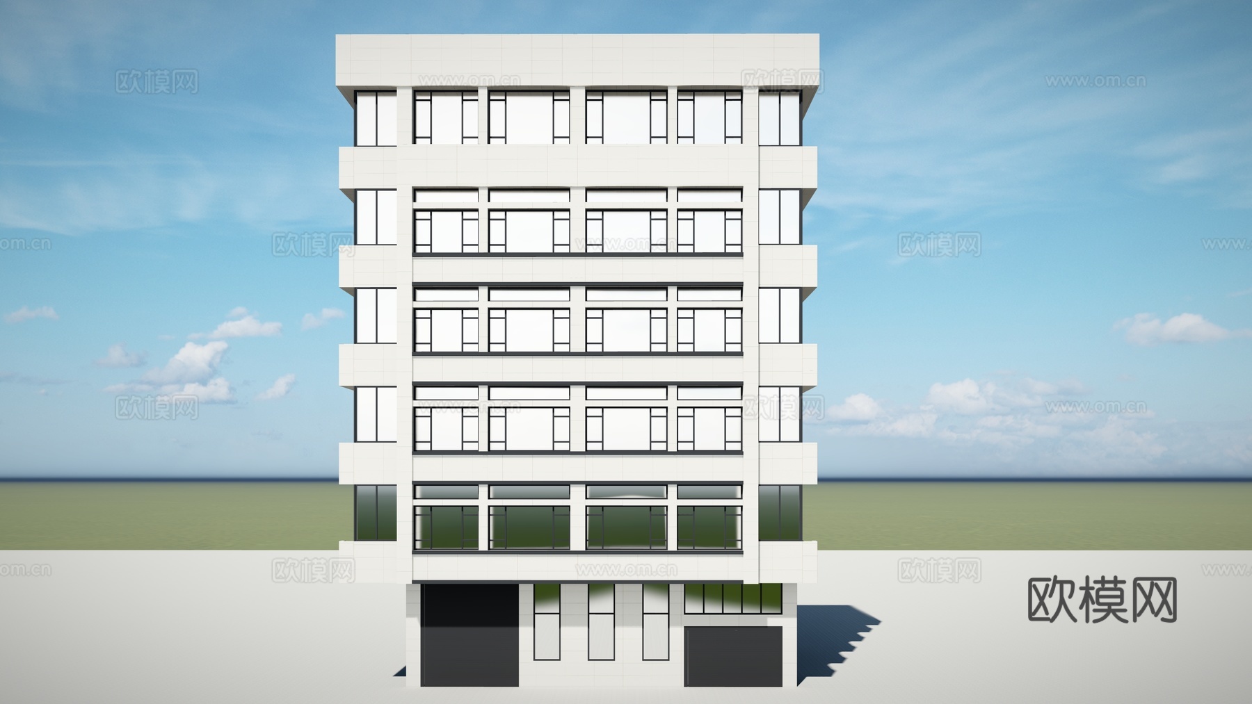 现代住宅楼建筑外观su模型下载