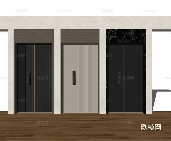 现代通顶门房门su模型下载