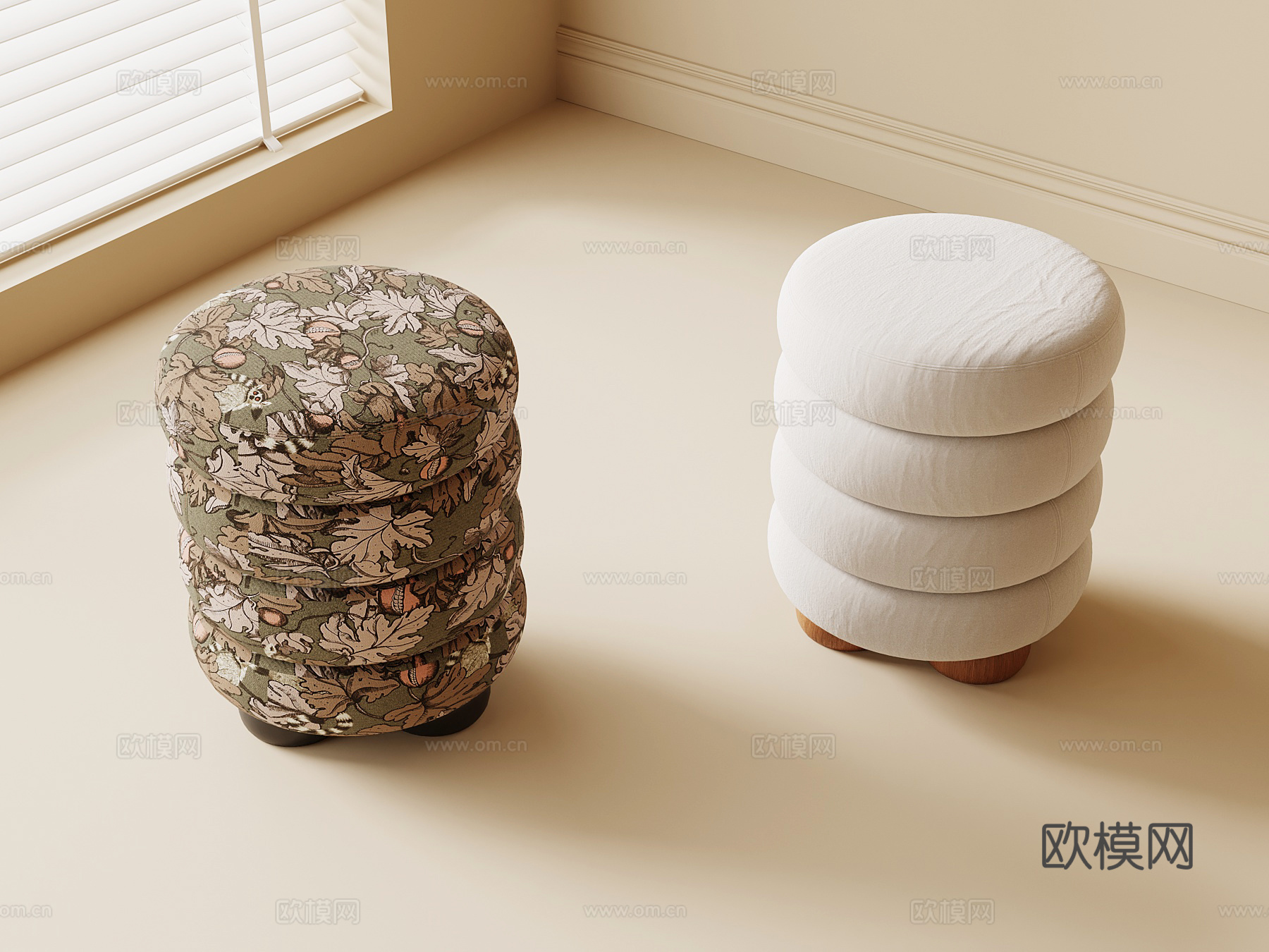 梳妆凳 法式中古梳妆凳 换鞋凳 茶凳 沙发凳3d模型