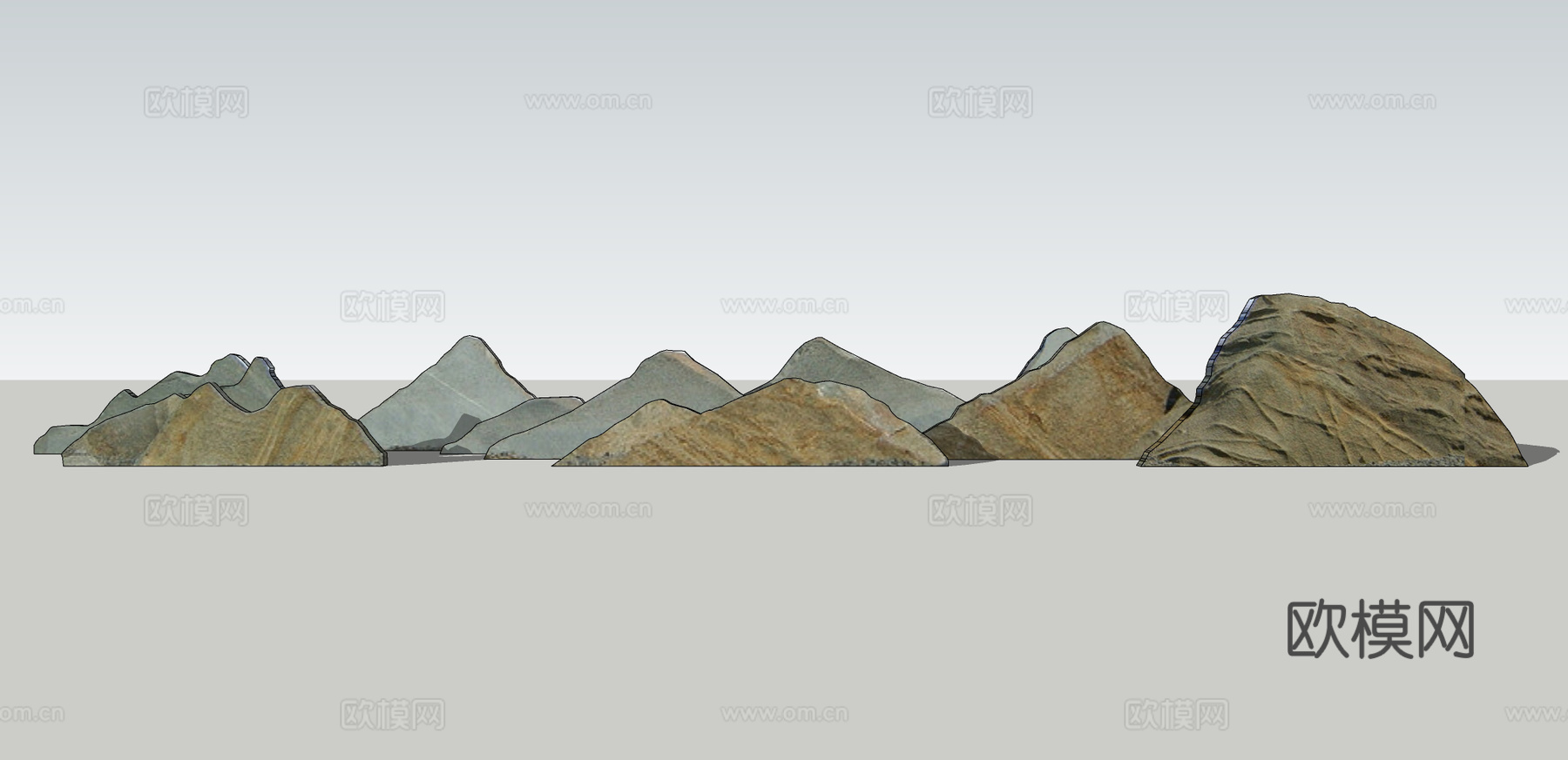 自然风山水片石su模型下载