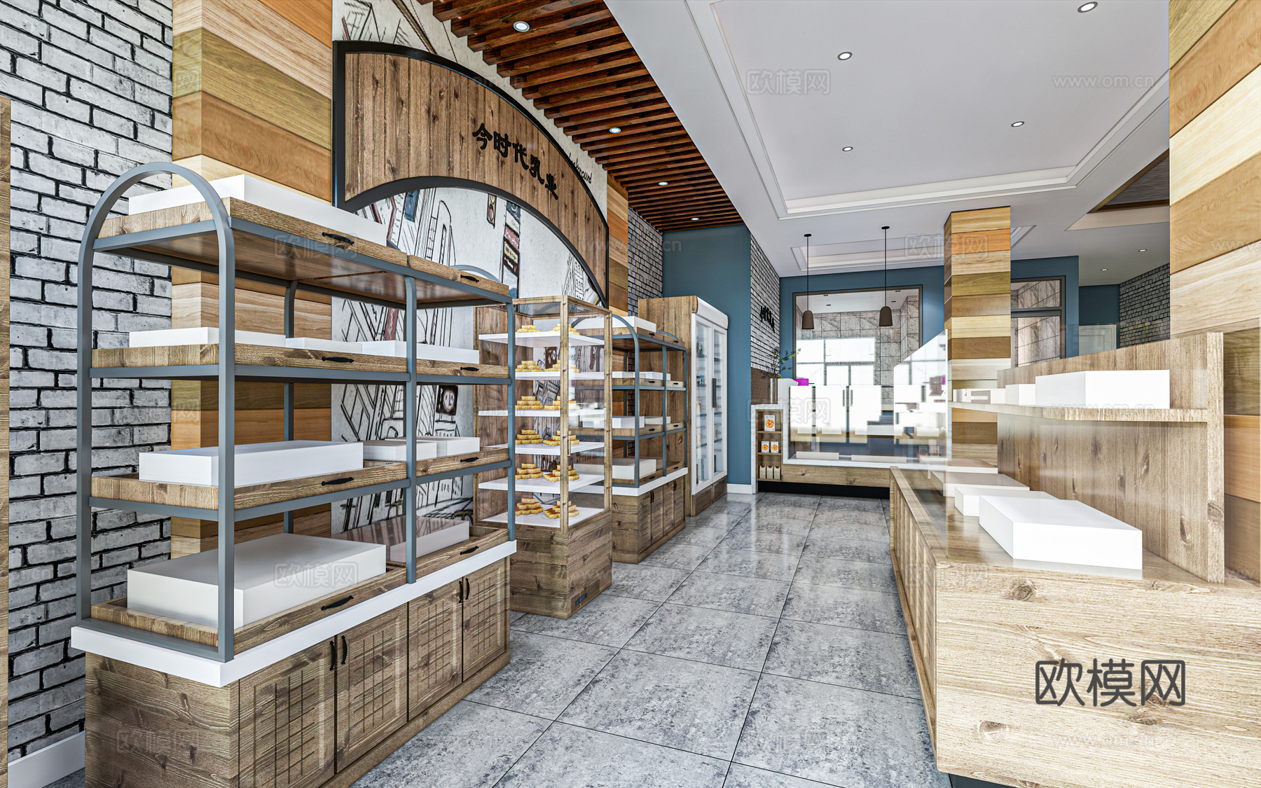 现代奶茶店甜品店su模型下载