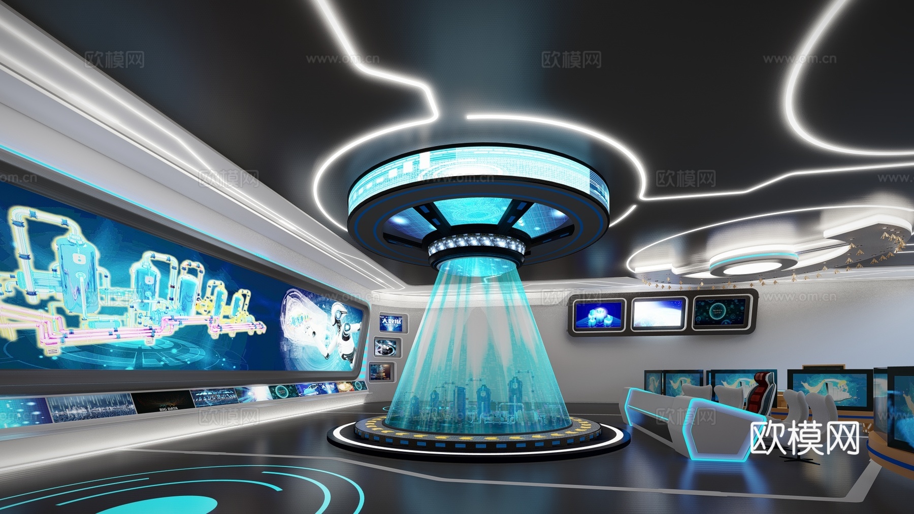 现代科技展厅su模型下载