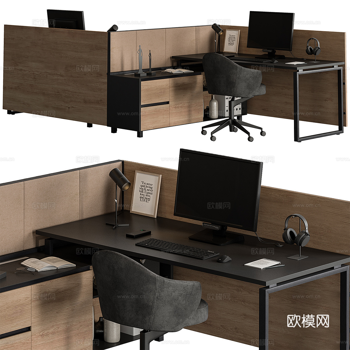 现代意式办公桌椅3d模型