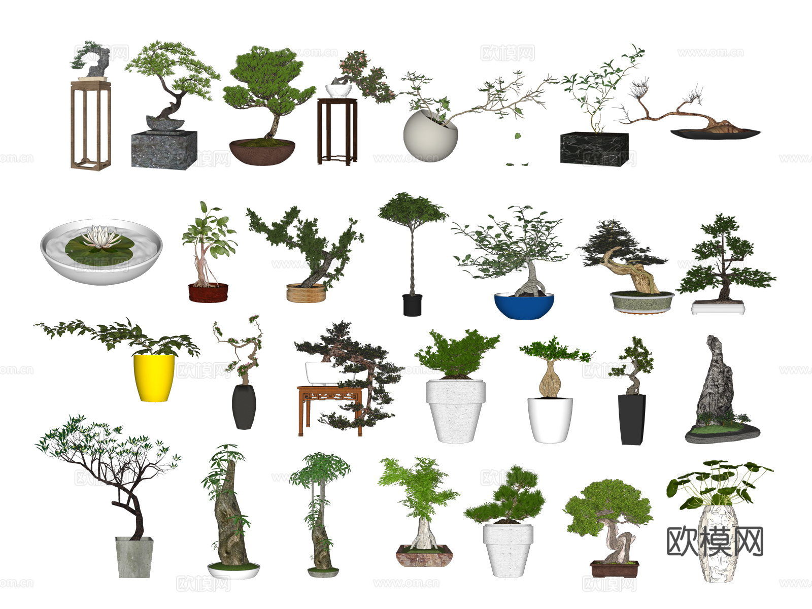 现代绿植盆景盆栽su模型下载