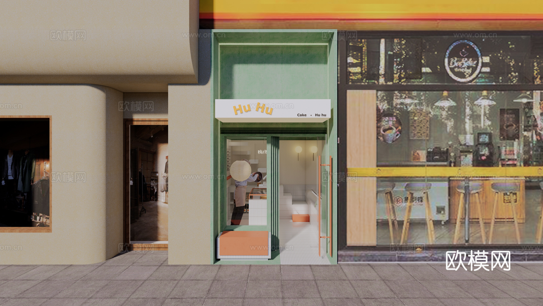 现代甜品店蛋糕店门面门头su模型下载