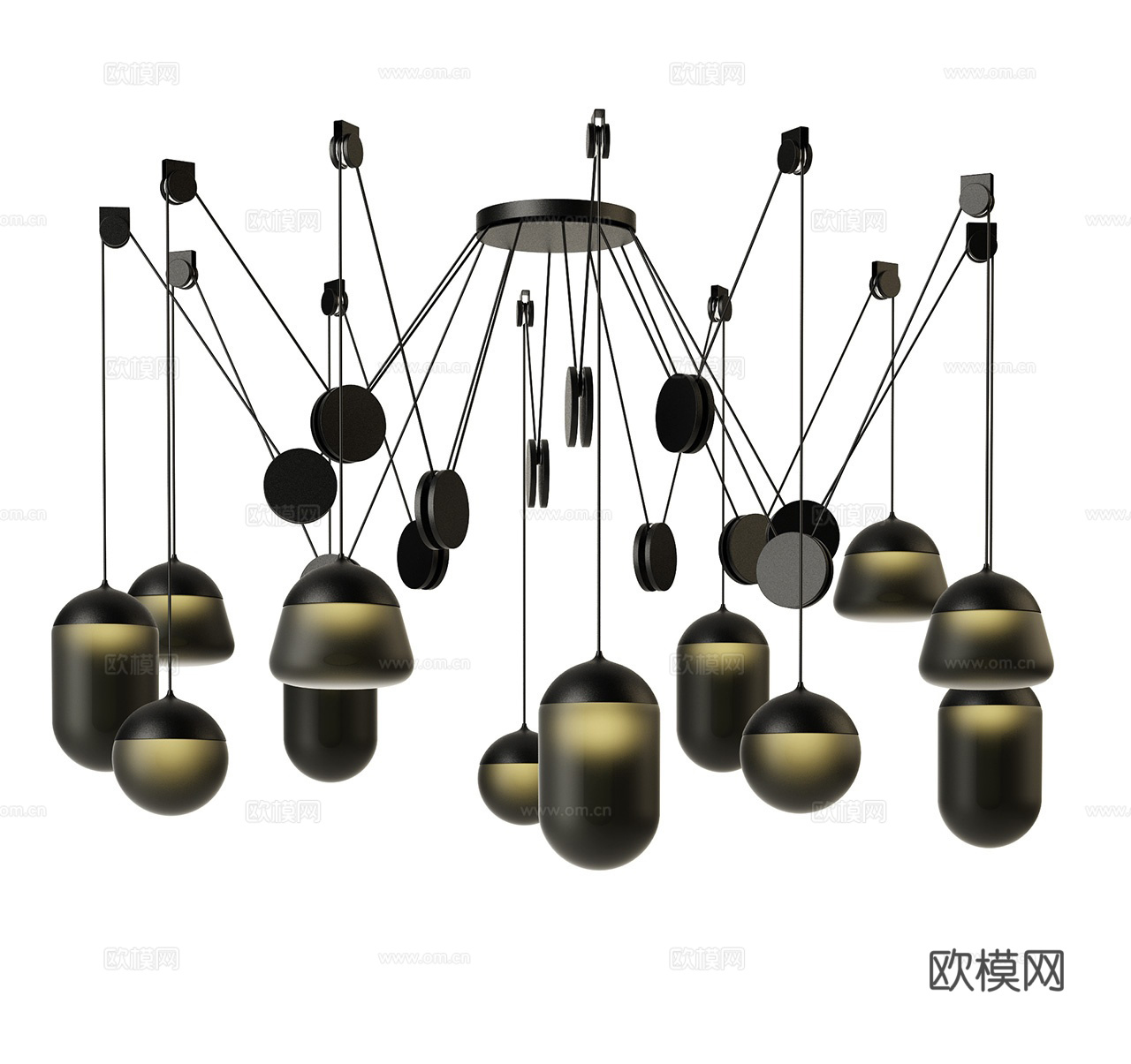 现代行星吊灯su模型下载