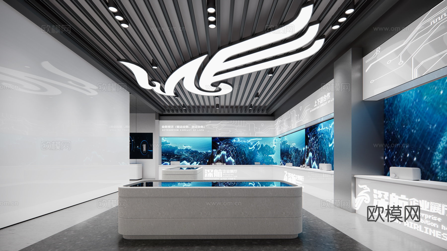 现代科技展厅su模型下载