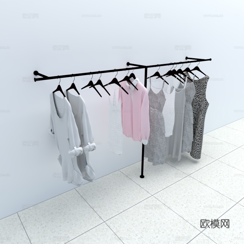 现代女装衣架服饰su模型下载