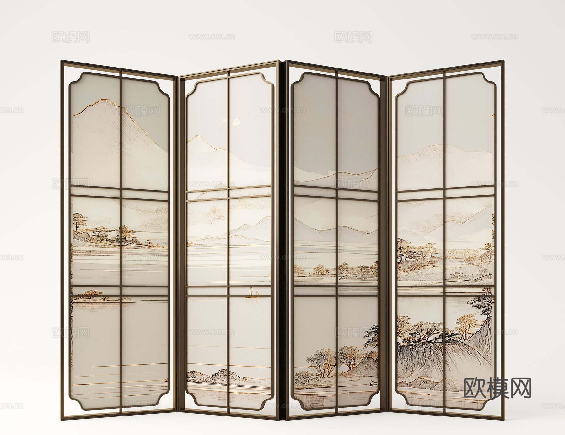 现代屏风隔断 意式屏风 金属屏风3d模型