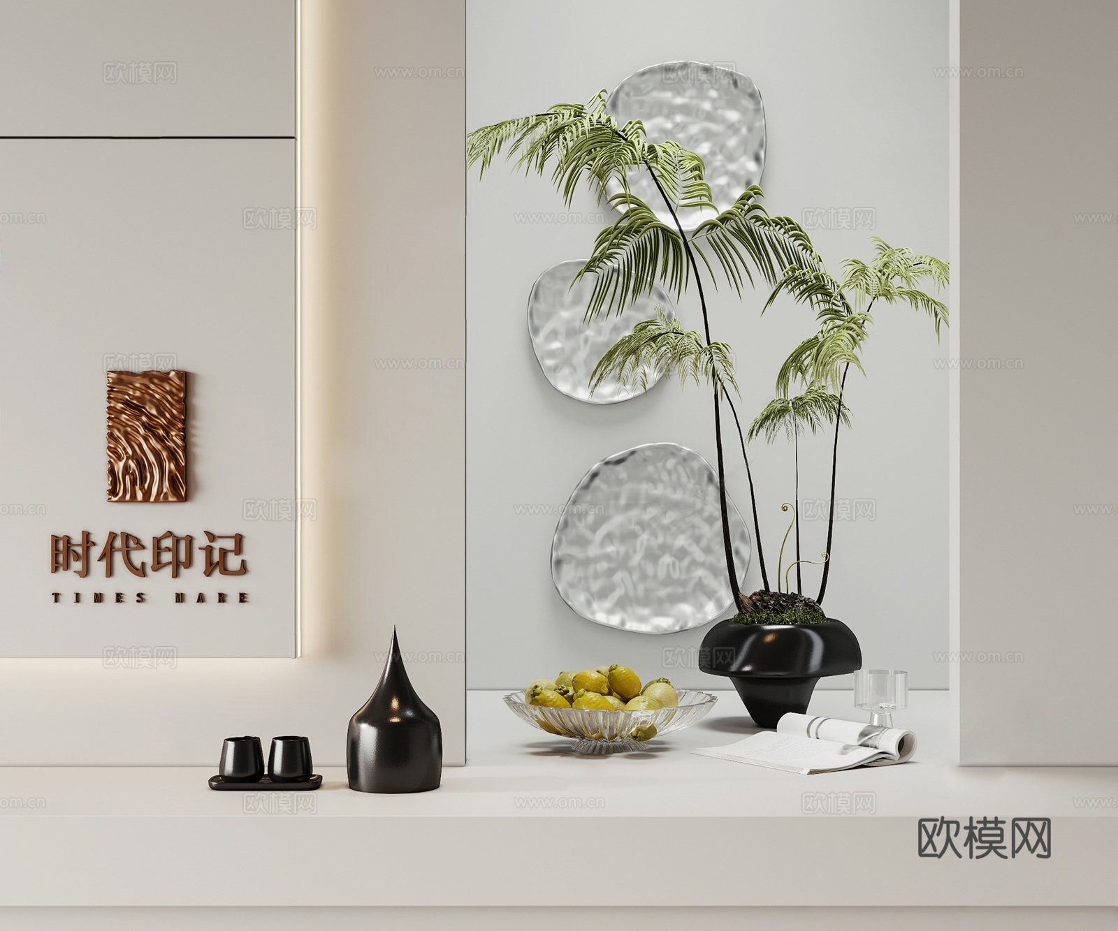 现代盆栽饰品摆件su模型下载