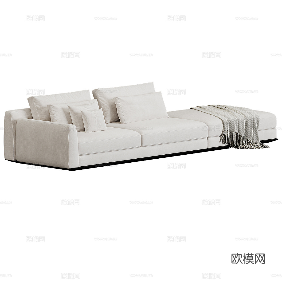 现代意式布艺组合休闲沙发3d模型