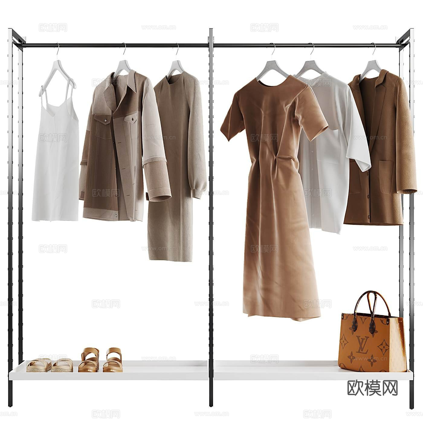 现代服装店衣服展架su模型下载