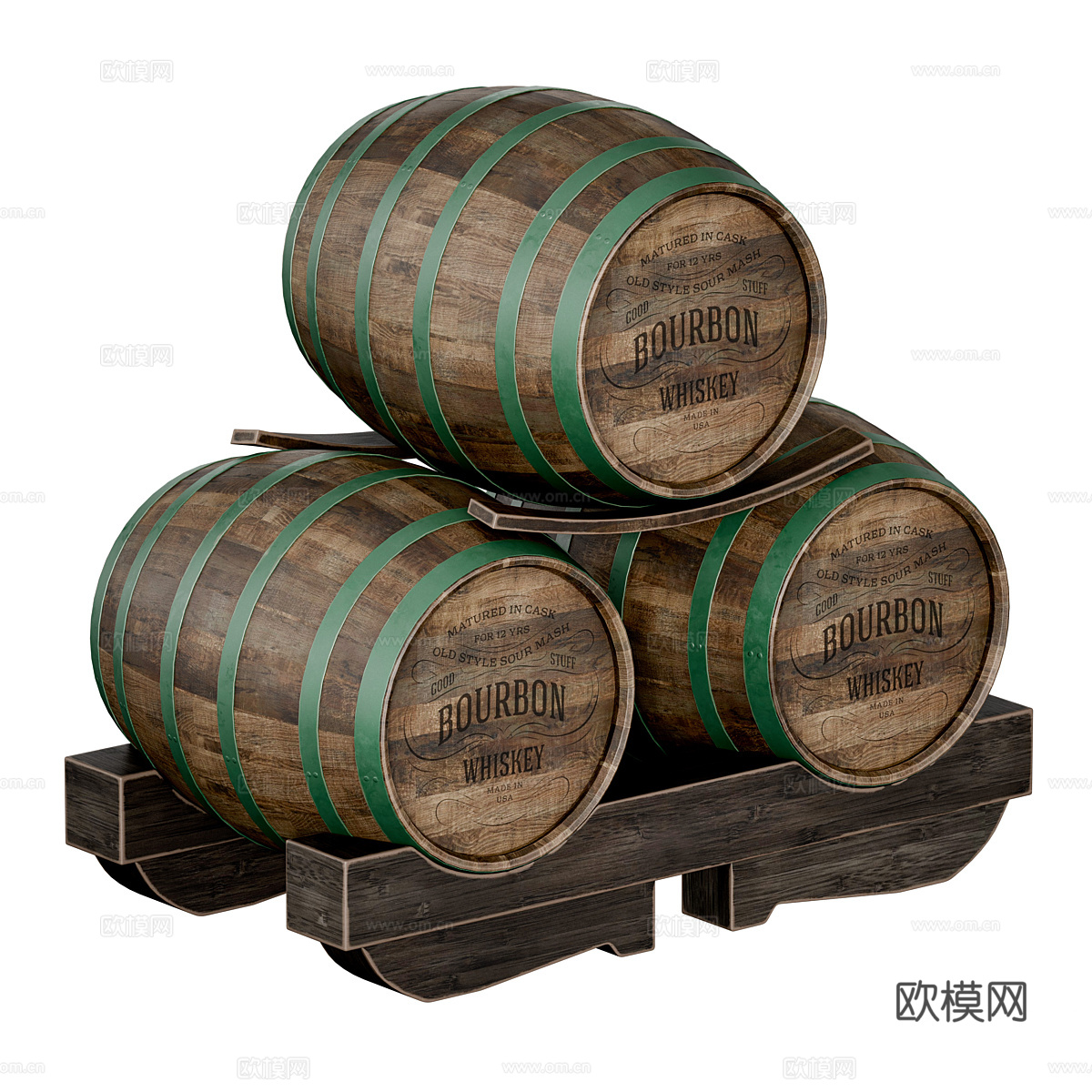 美式复古木桶 酒桶3d模型