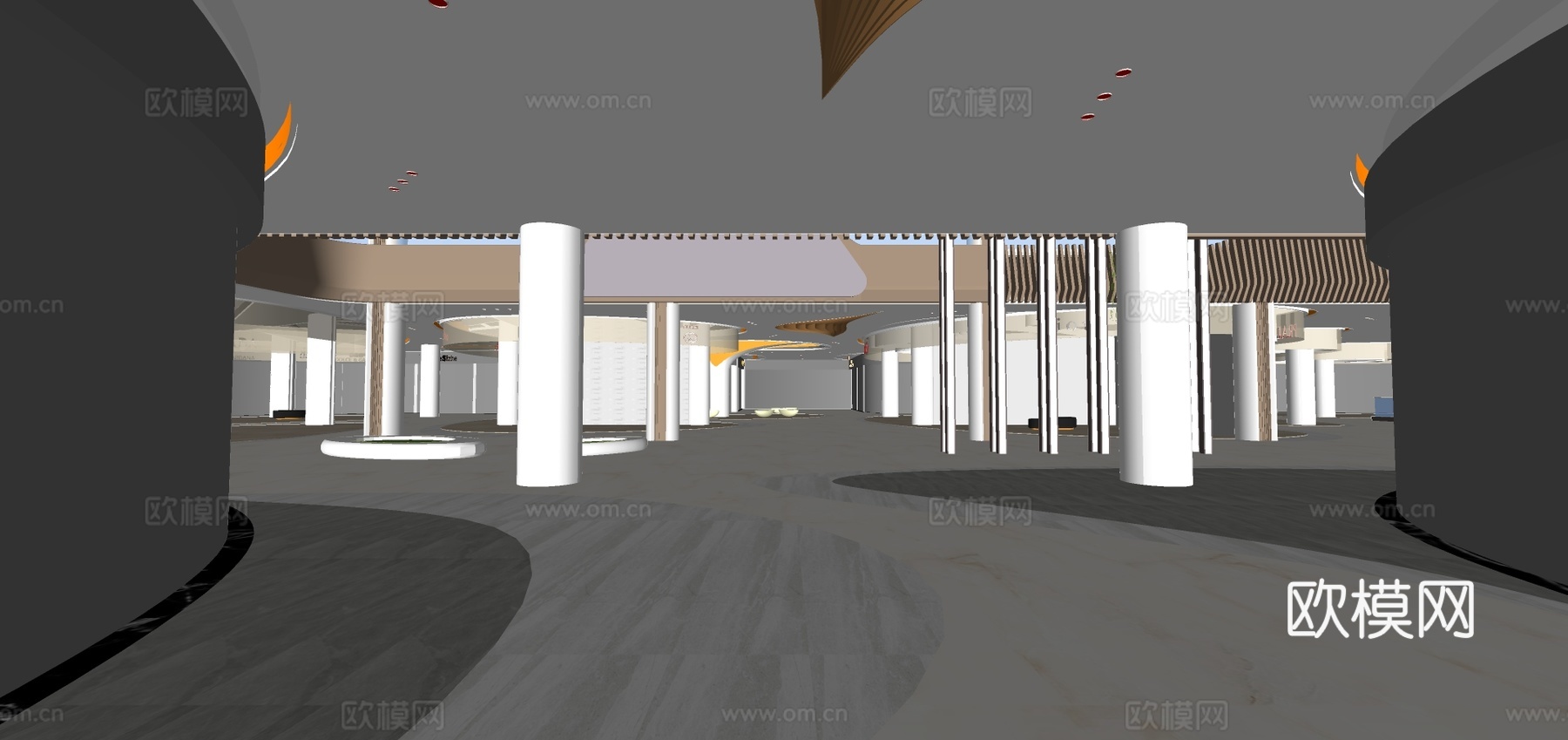 现代商场中庭su模型下载