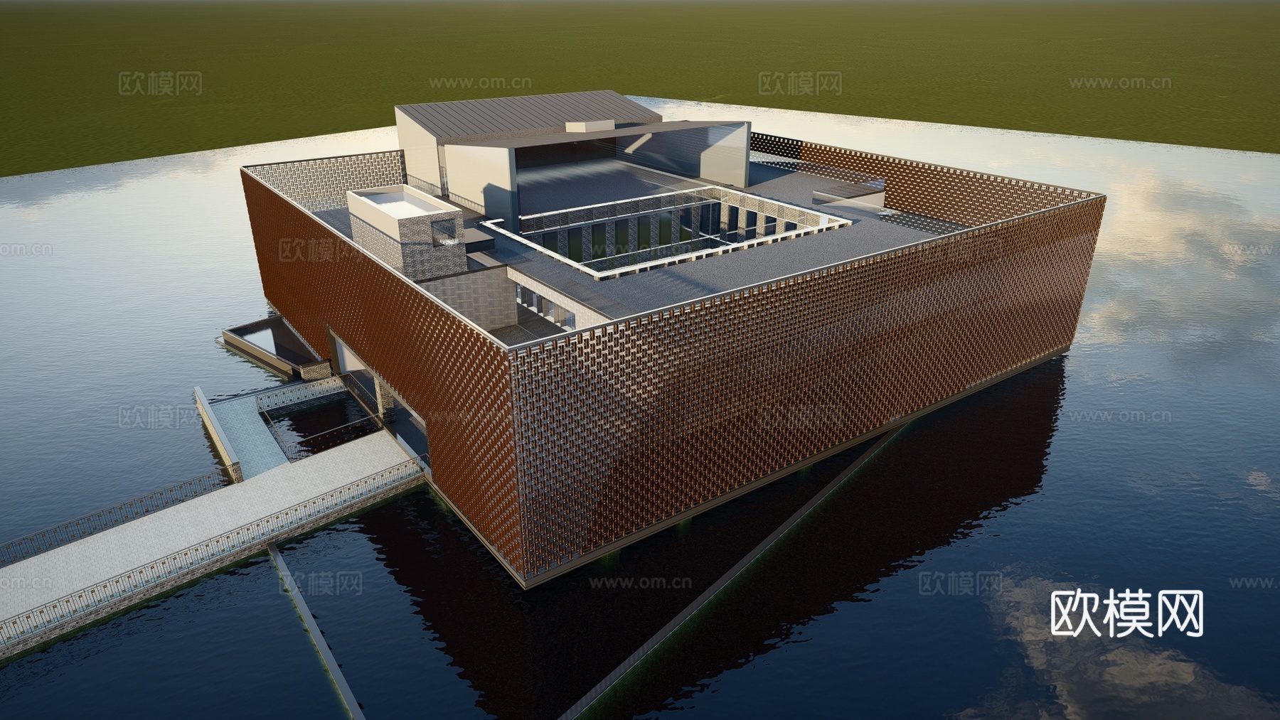 现代博物馆建筑外观su模型下载