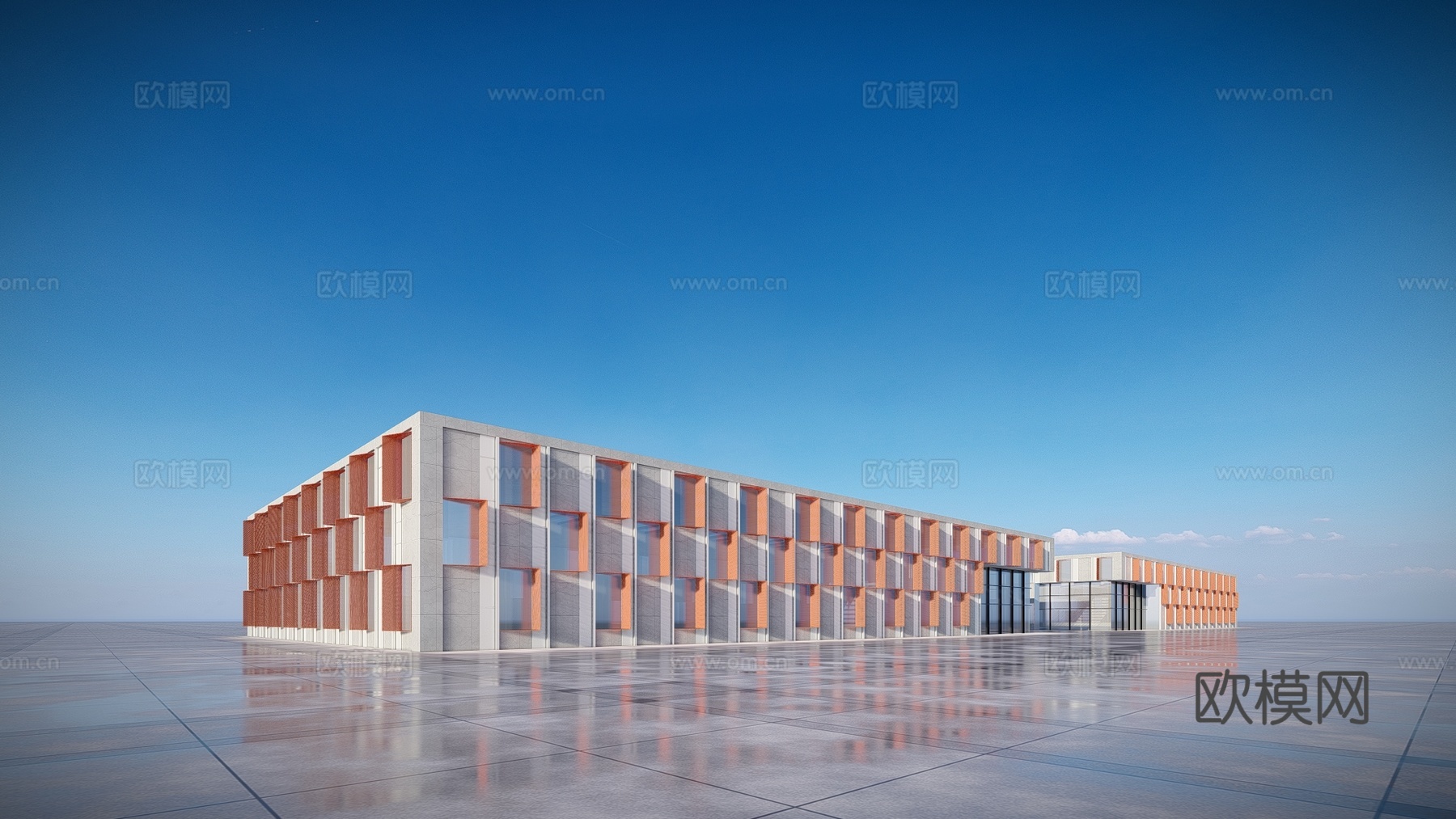 现代产业园厂房建筑外观su模型下载