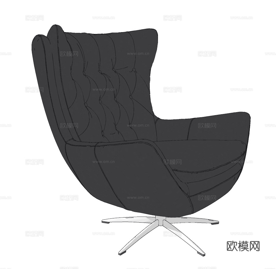 简欧布艺休闲椅su模型下载
