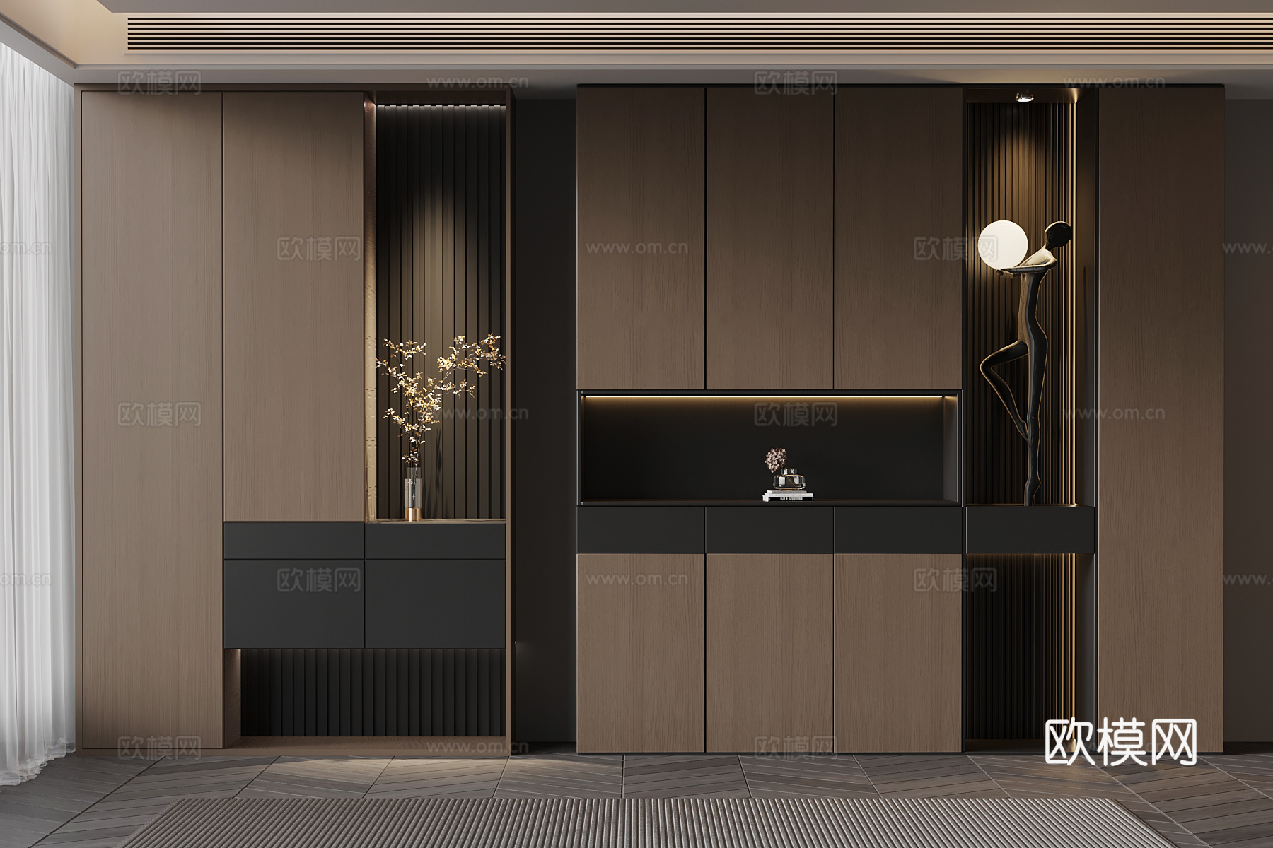 07意式极简鞋柜 玄关鞋柜 雕塑摆件3d模型