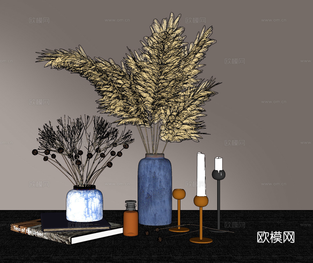 现代花瓶饰品摆件su模型下载