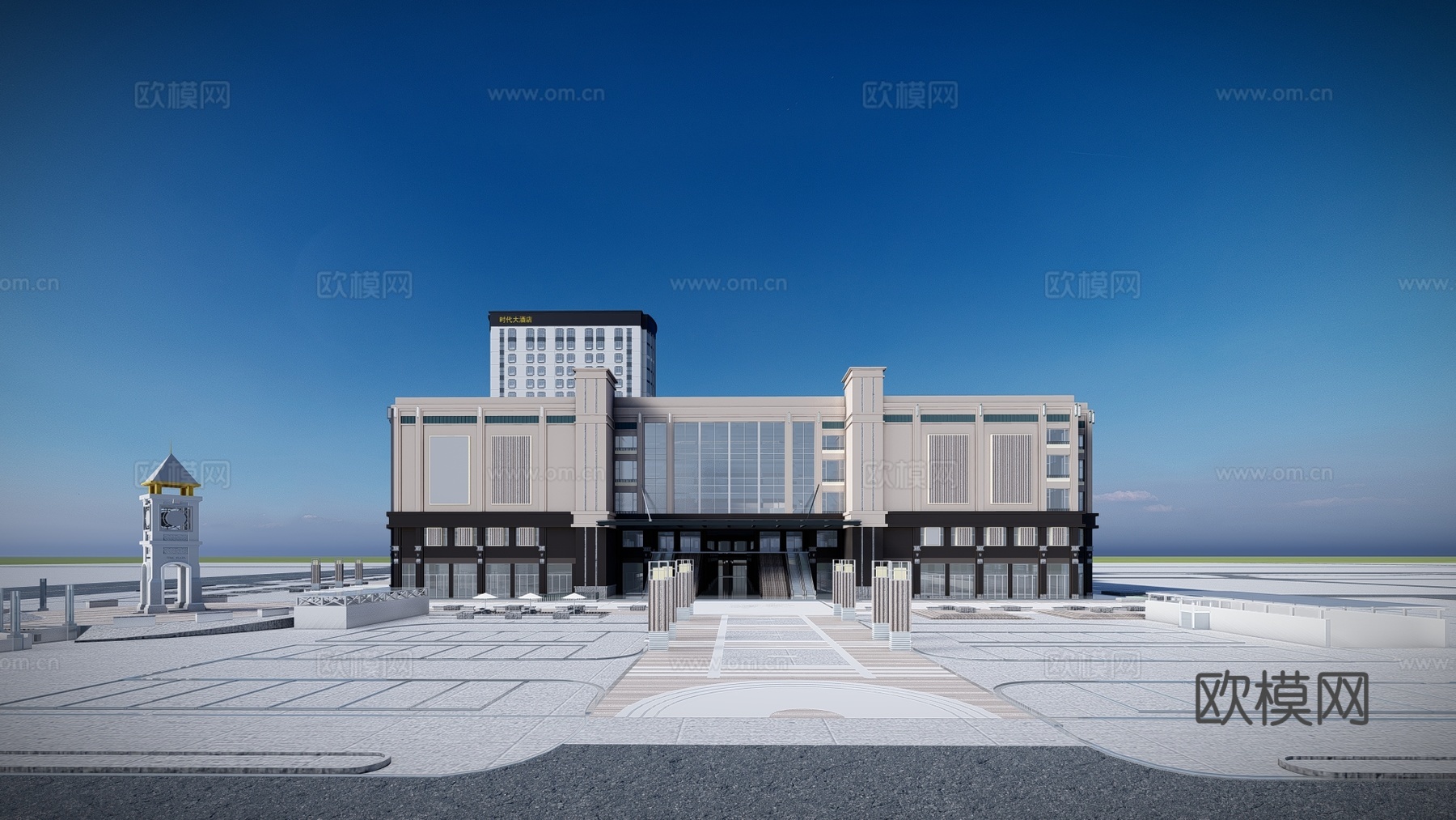 现代商业办公楼建筑外观su模型下载 