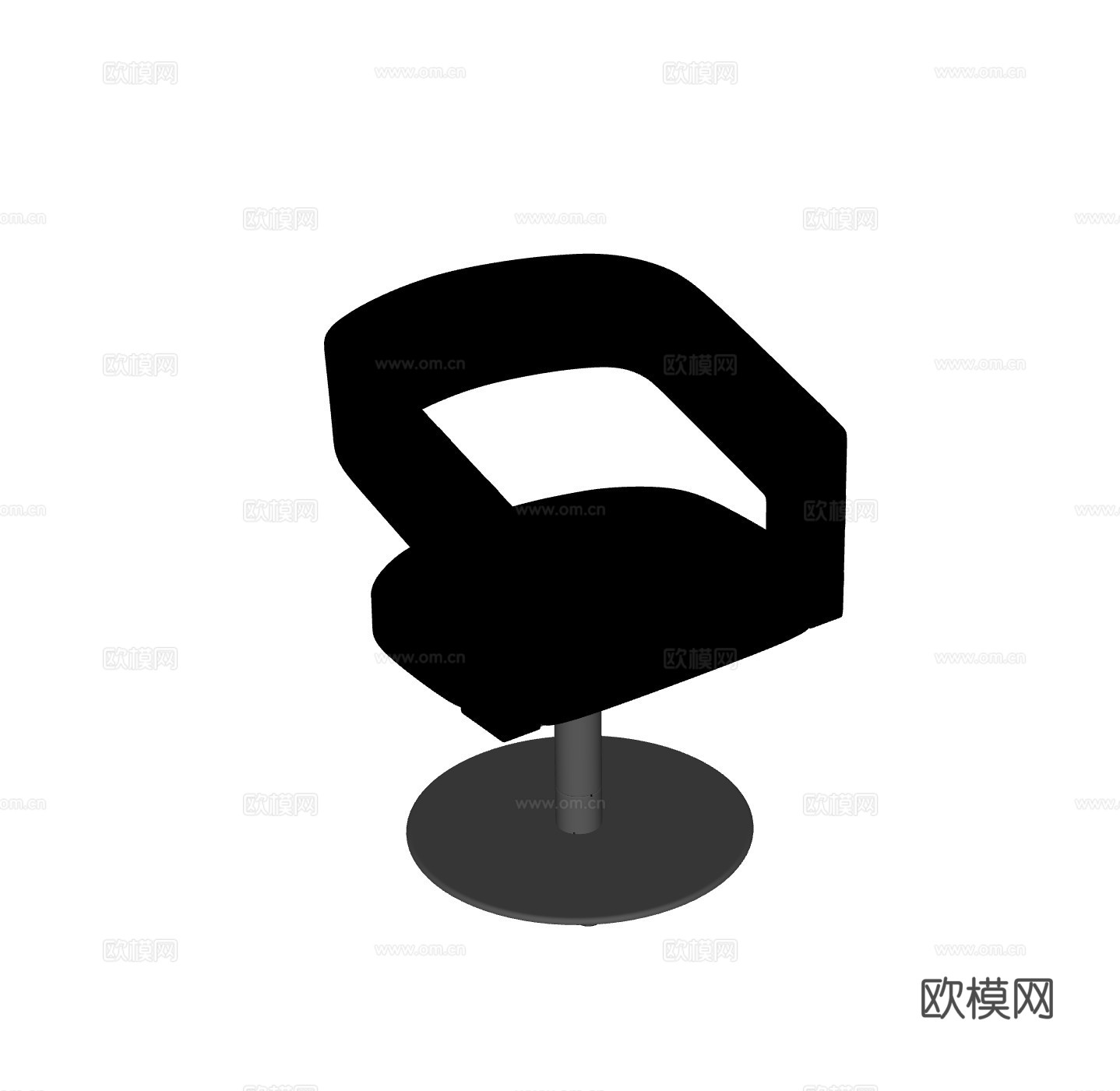 Nelson 现代美发椅 理发椅 发廊椅 皮椅 金属椅 扶手su模型