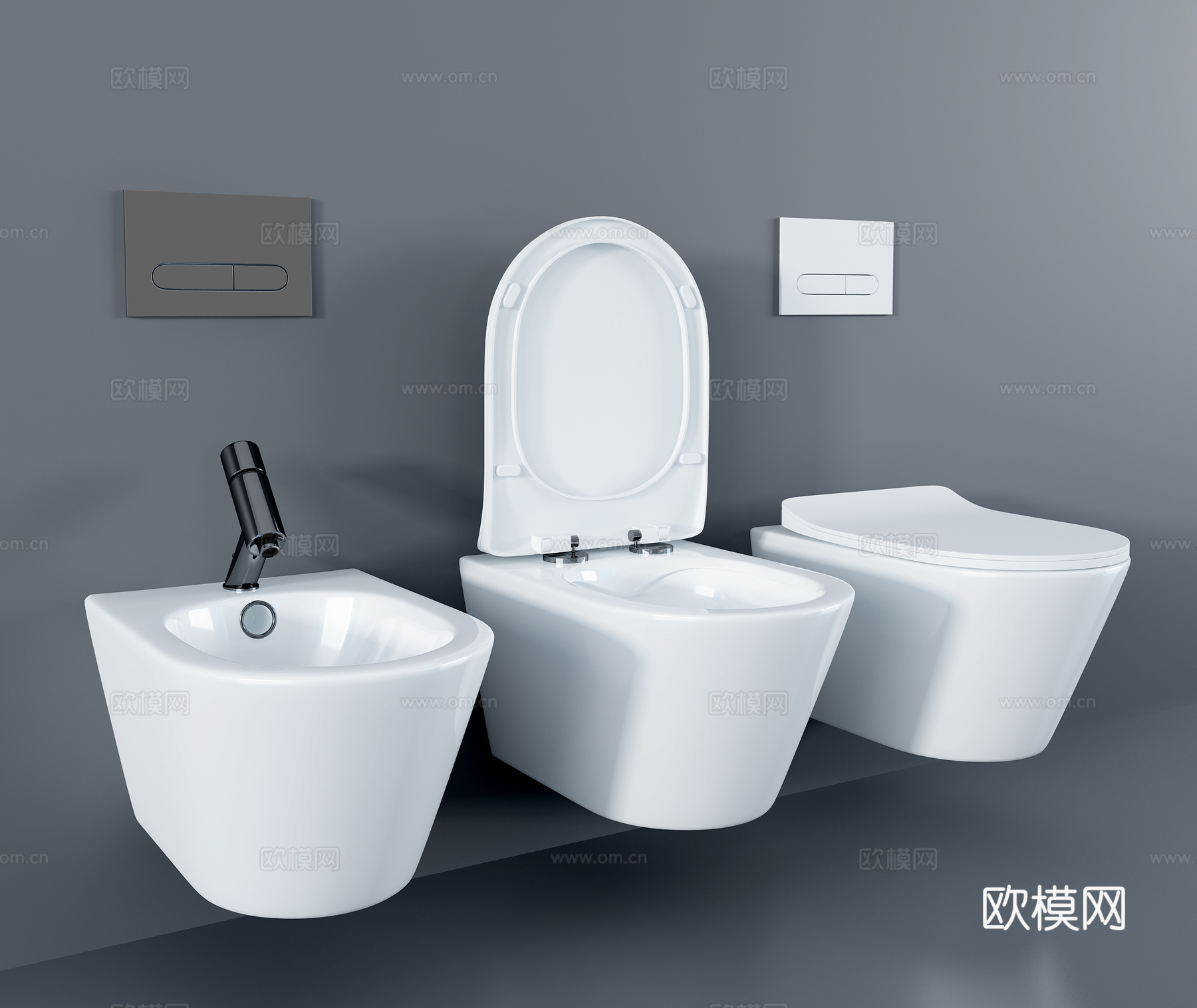 现代壁挂马桶座便器su模型下载