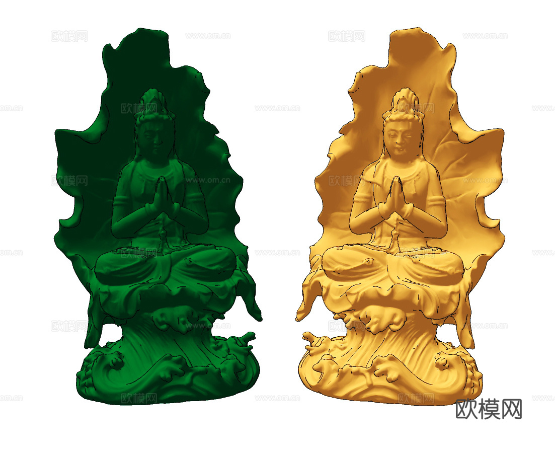 新中式观音菩萨雕塑摆件su模型下载