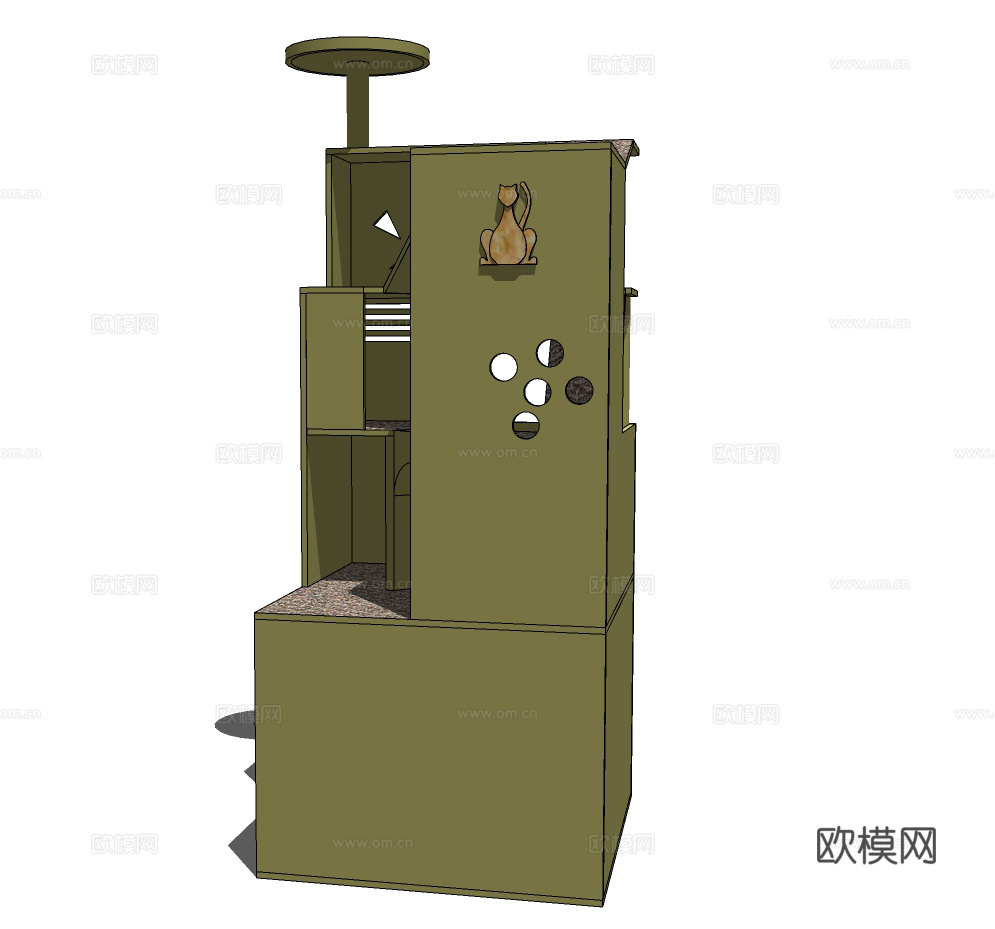 现代猫舍猫爬架su模型下载