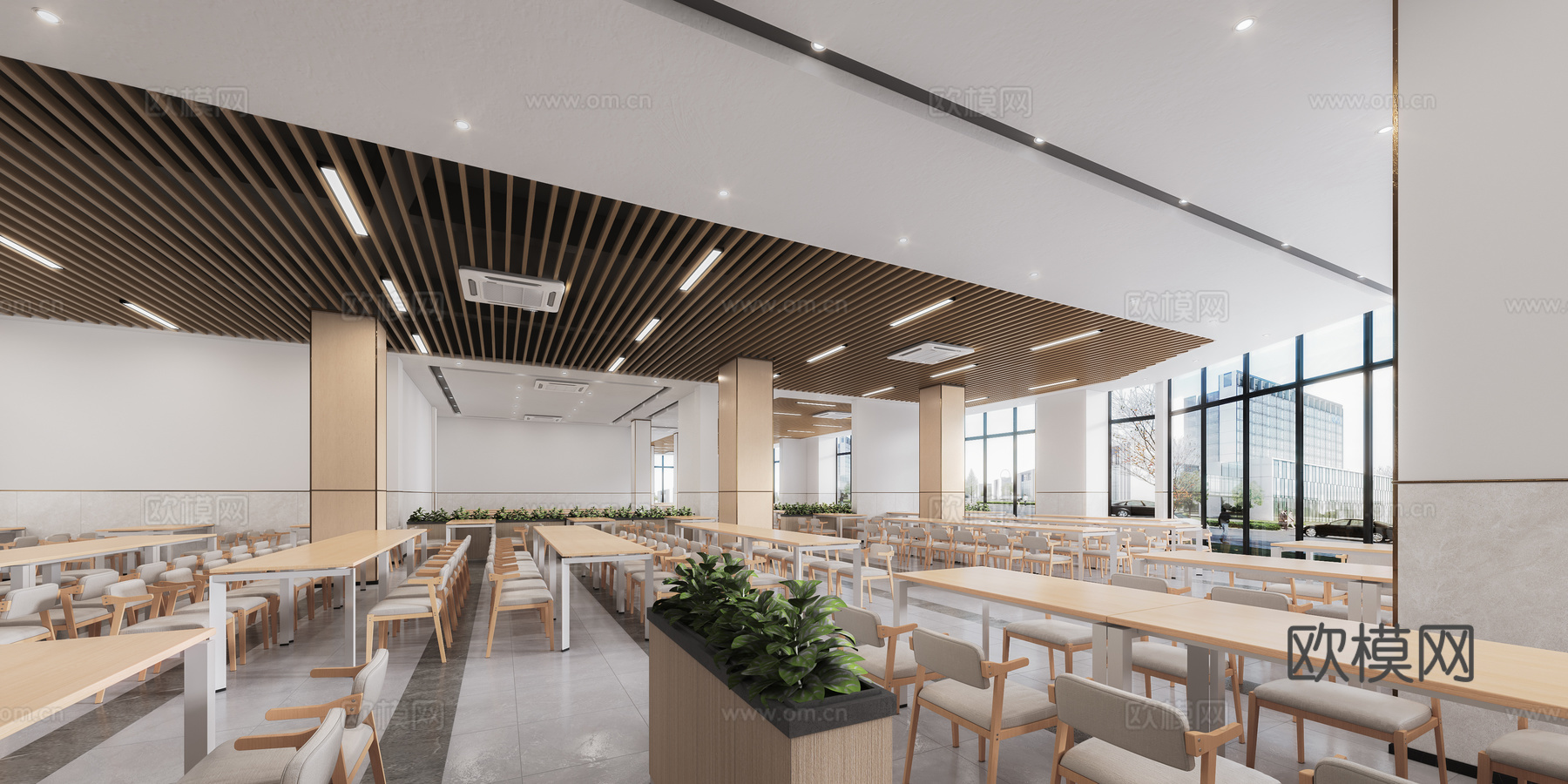 现代食堂 大学食堂 餐饮食堂 员工餐厅饭堂 学校食堂饭堂 公su模型