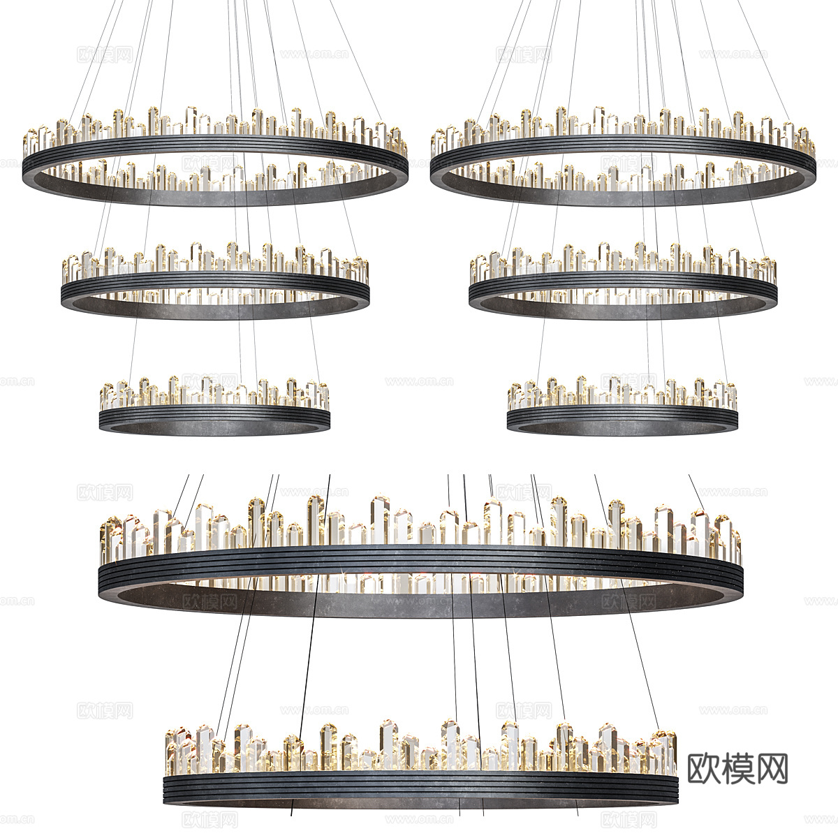 现代意式圆环装饰吊灯3d模型