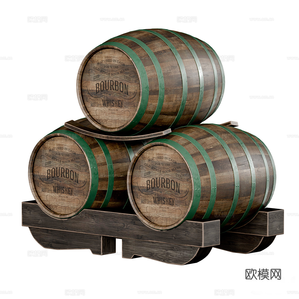 美式复古木桶 酒桶3d模型