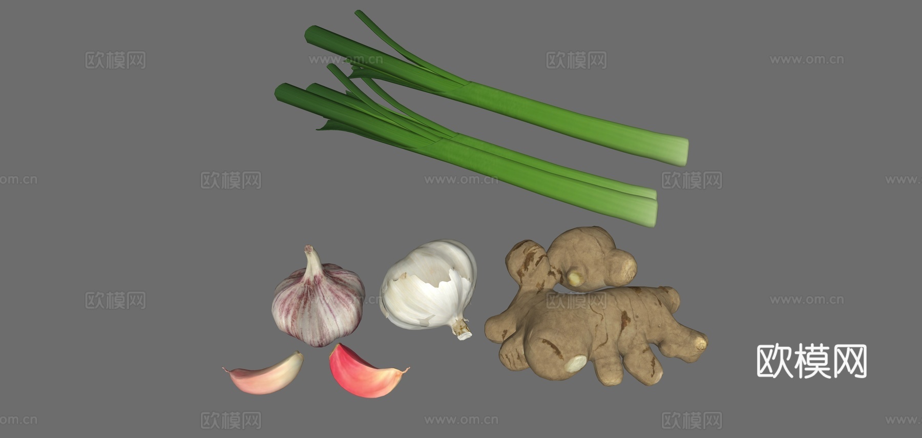 现代葱姜蒜美食调料su模型下载