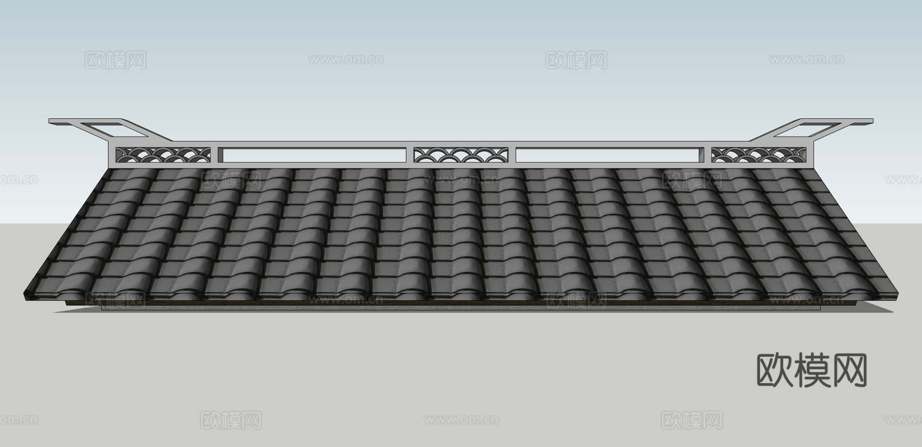 中式屋檐建筑构件su模型下载