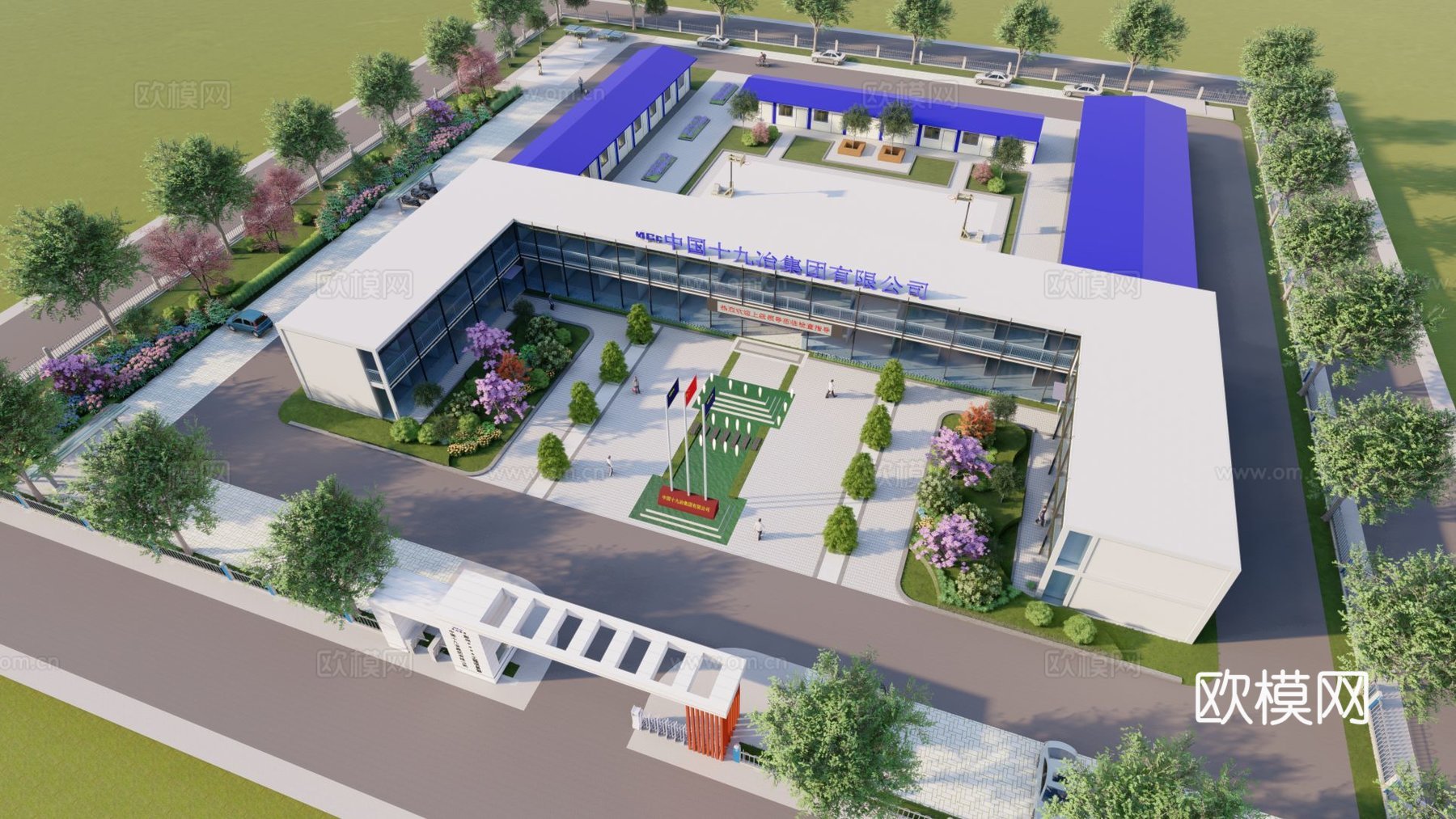 现代工程临时建筑外观su模型下载