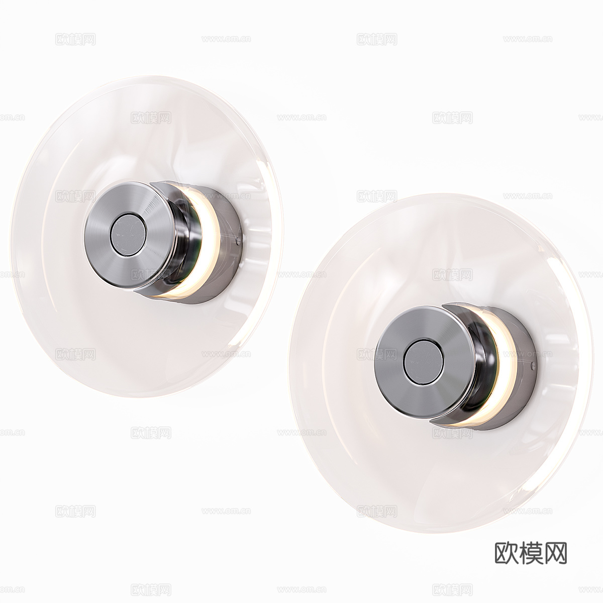 现代极简圆盘玻璃壁灯3d模型