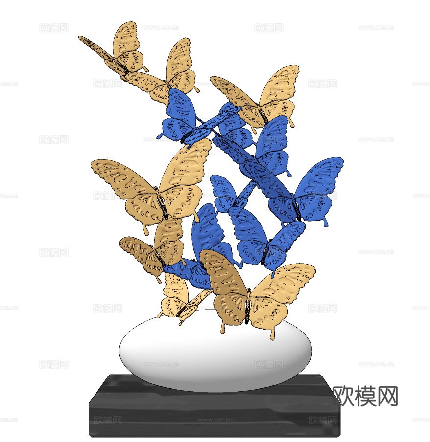 现代金属蝴蝶雕塑摆件su模型下载