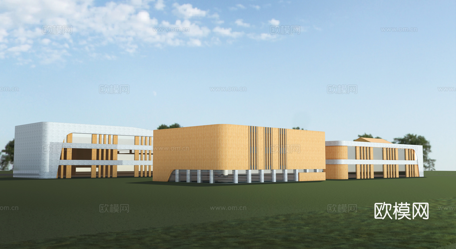 现代幼儿园建筑外观su模型下载