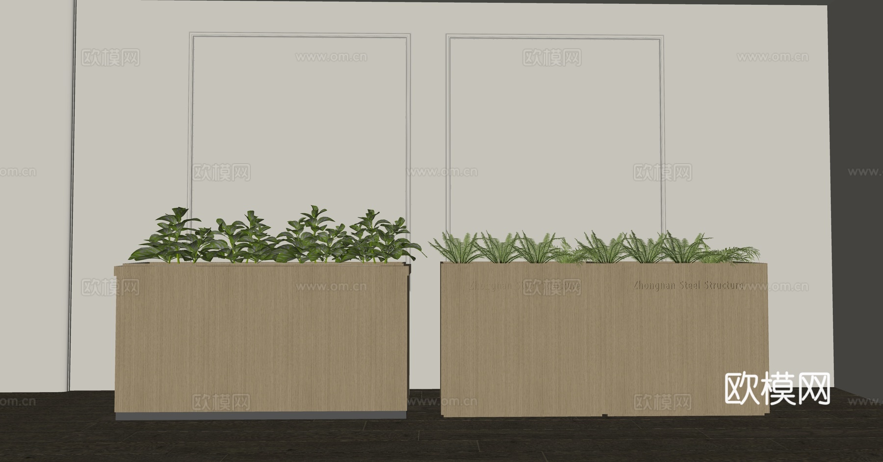 现代绿植花箱盆栽su模型下载