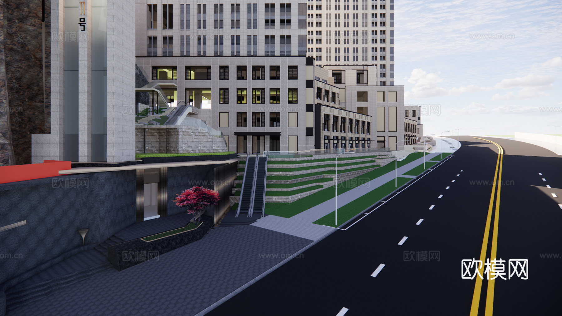 新中式小区售楼处su模型下载下载（渲染图5）