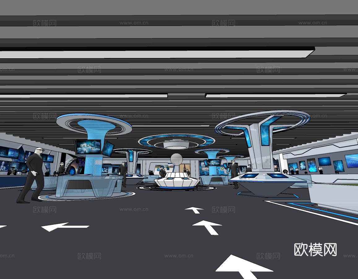 现代智能科技企业展厅su模型下载