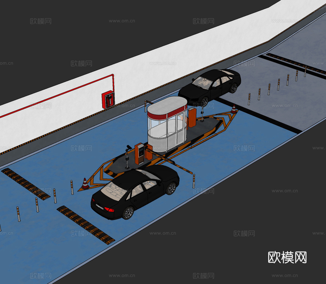 现代车库入口道闸su模型下载