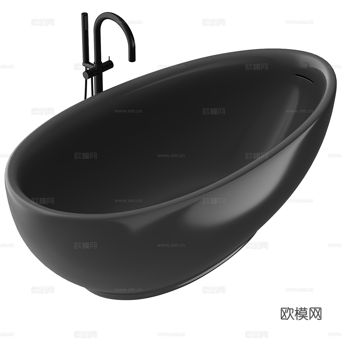 现代意式椭圆陶瓷浴缸3d模型