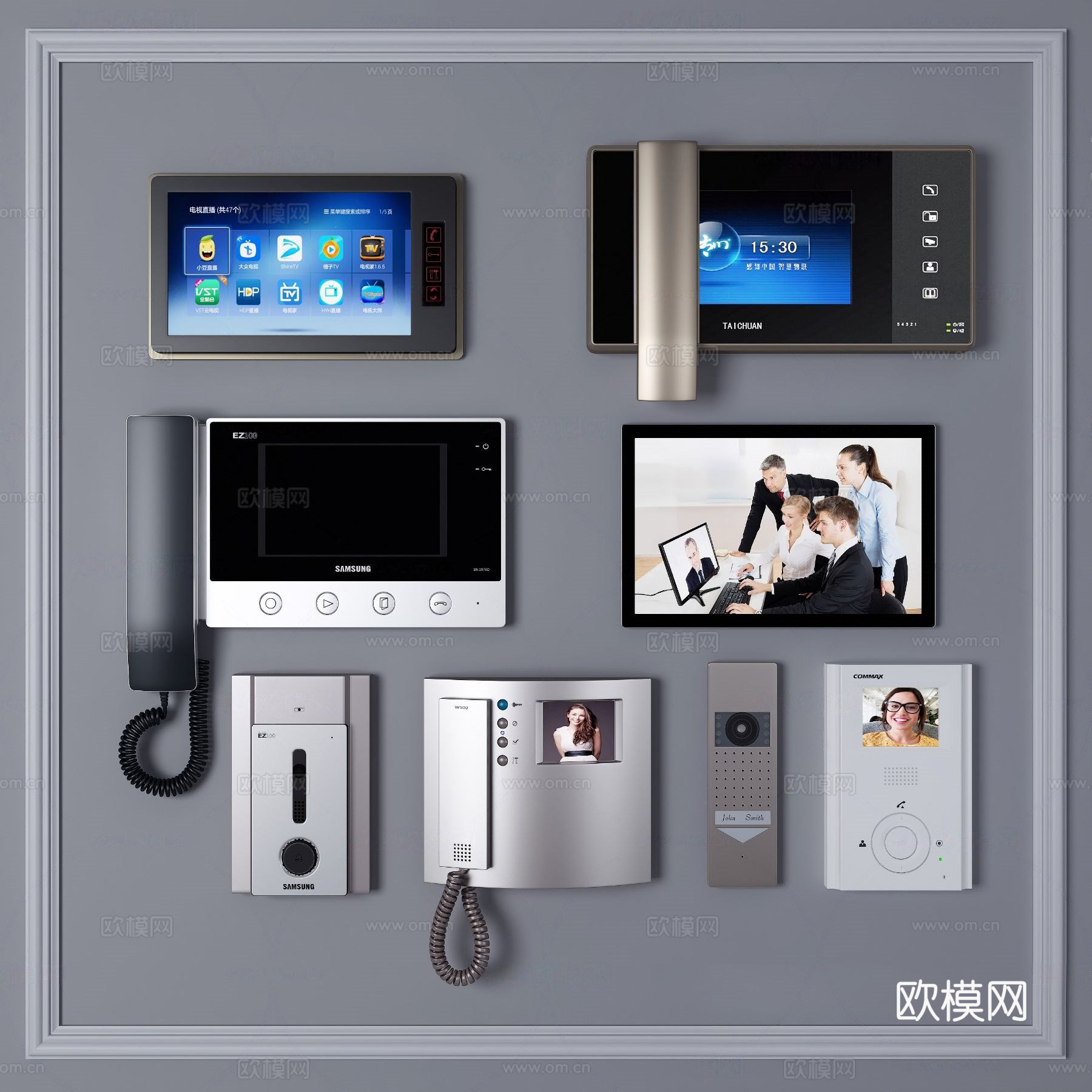 现代可视电话对讲门禁su模型下载