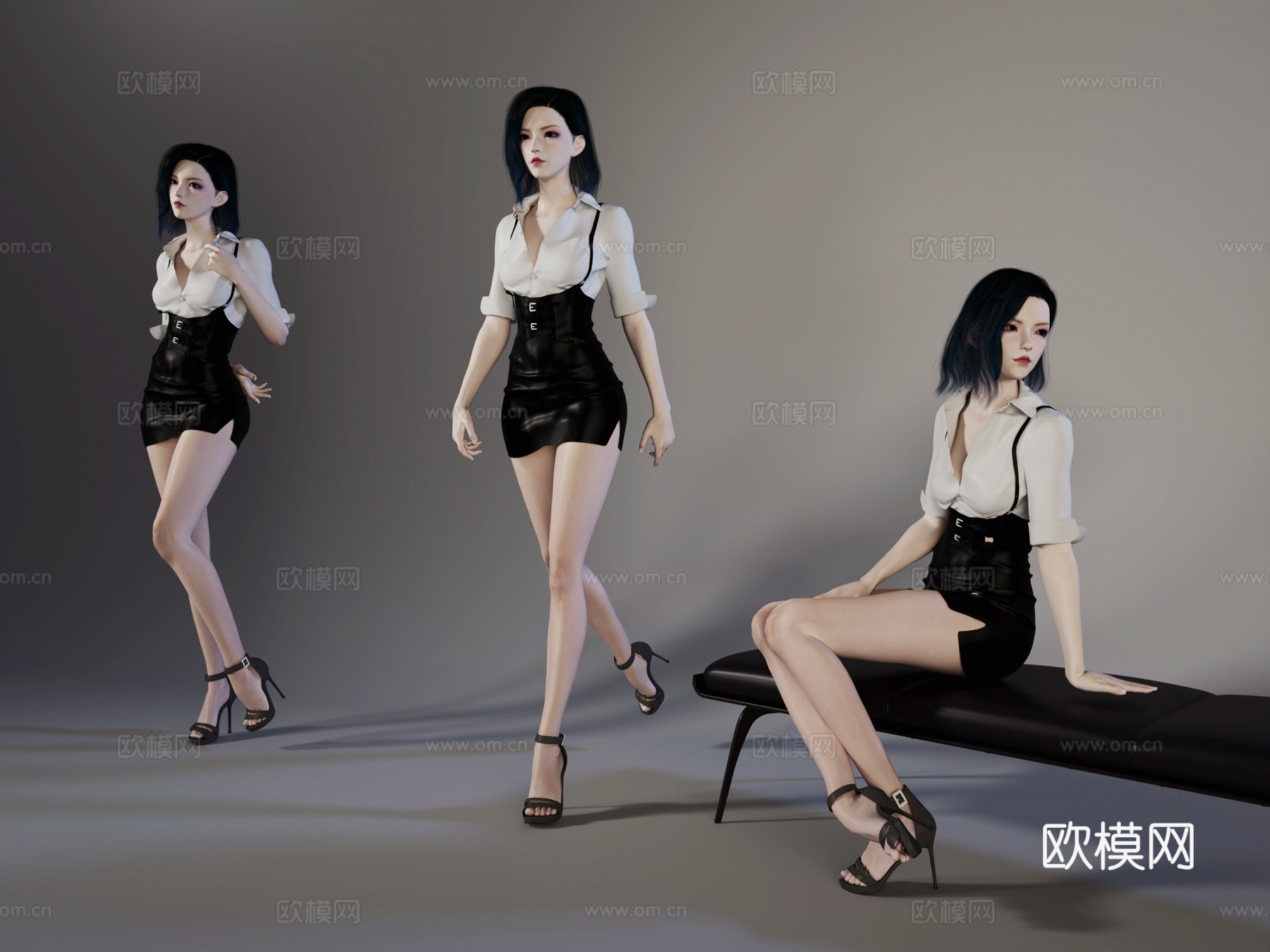 现代办公秘书女人3d模型