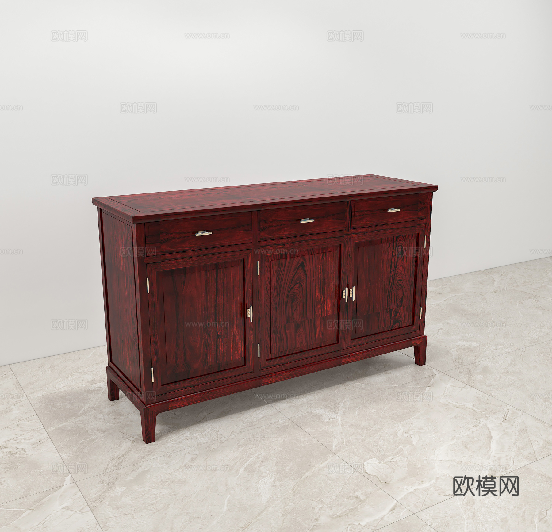 中式餐边柜 实木红木3d模型