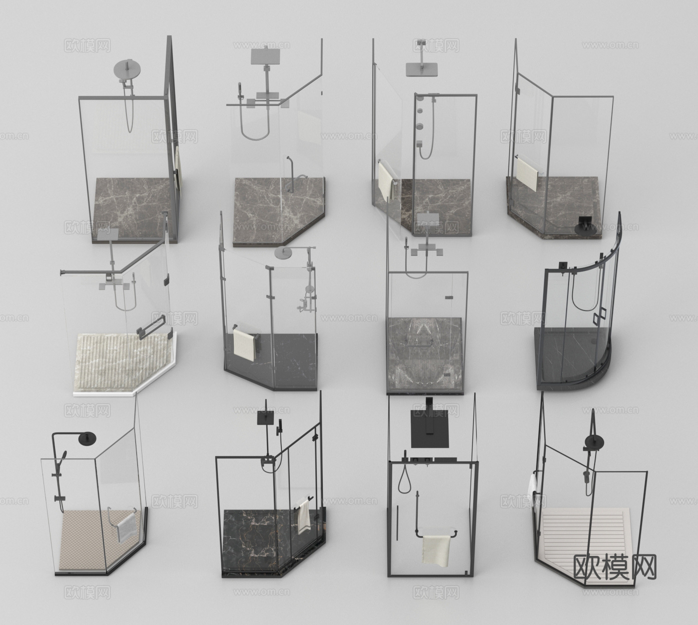 淋浴隔断 冲凉房 淋浴房 浴屏3d模型