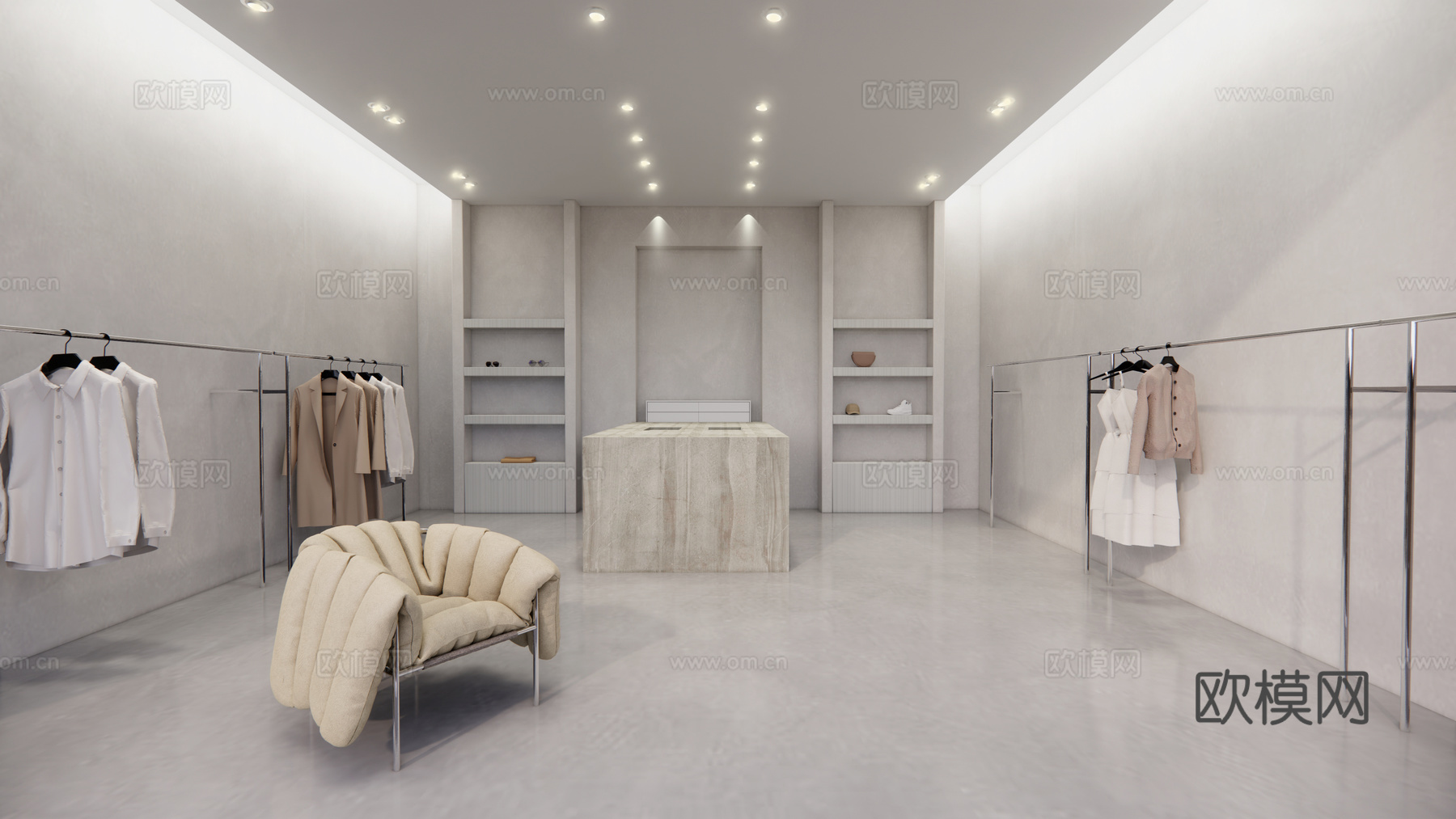 现代服装箱包店su模型下载