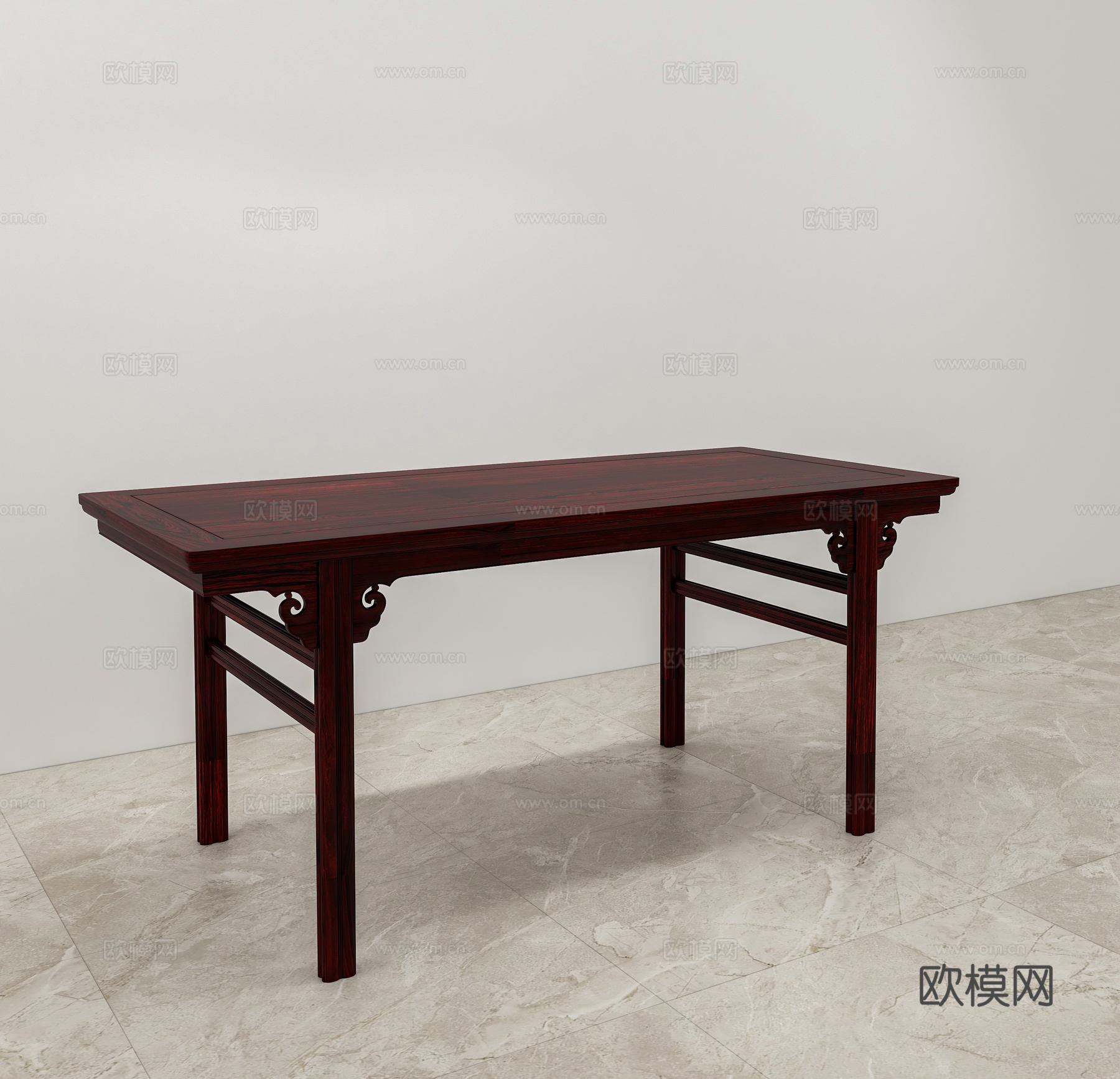 中式书桌 餐桌 画桌 实木红木3d模型