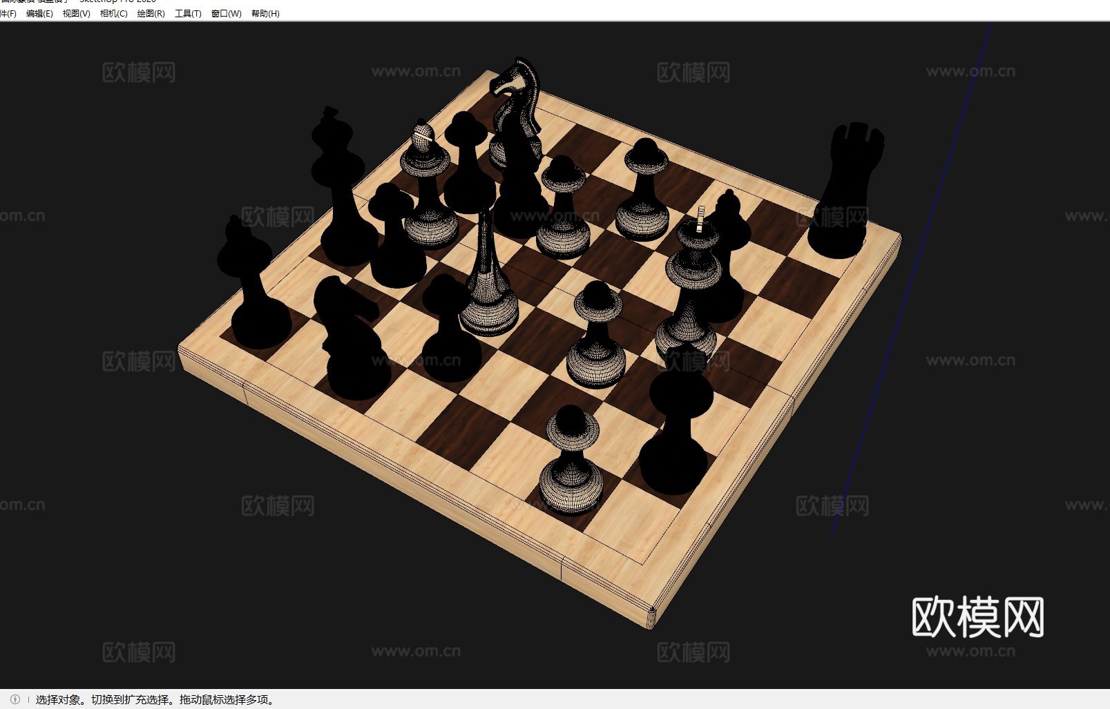 国际象棋 棋盘棋子su模型